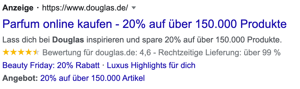 Suchmaschinenanzeige Douglas