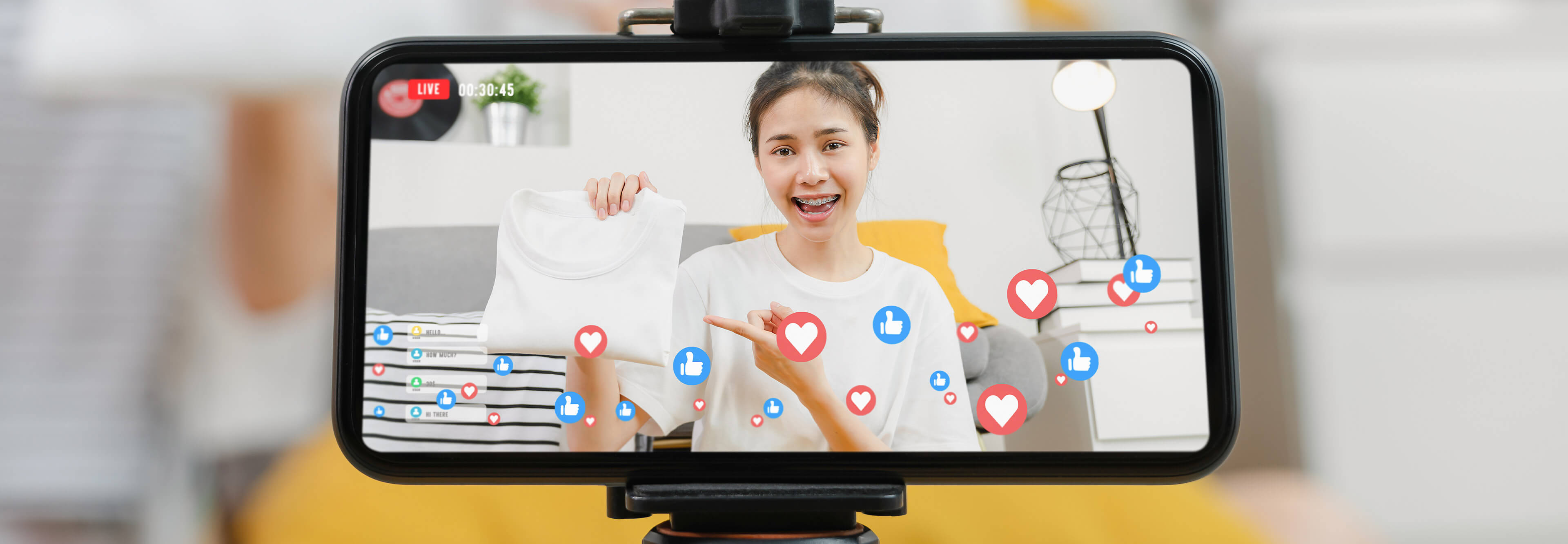 Smartphonebildschirm - Live Shopping in China zeigt